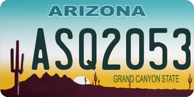 AZ license plate ASQ2053