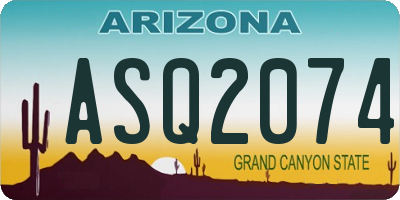 AZ license plate ASQ2074