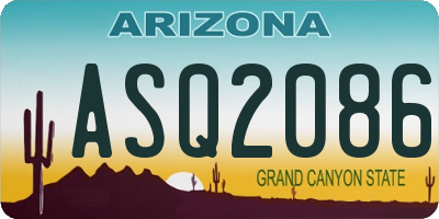 AZ license plate ASQ2086