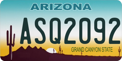 AZ license plate ASQ2092