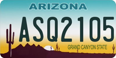 AZ license plate ASQ2105