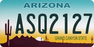 AZ license plate ASQ2127