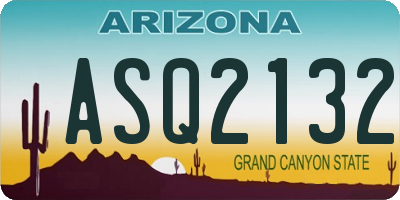 AZ license plate ASQ2132