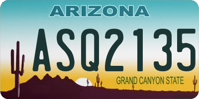 AZ license plate ASQ2135