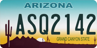 AZ license plate ASQ2142