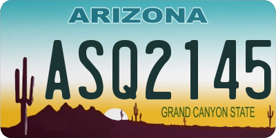 AZ license plate ASQ2145