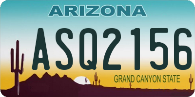 AZ license plate ASQ2156