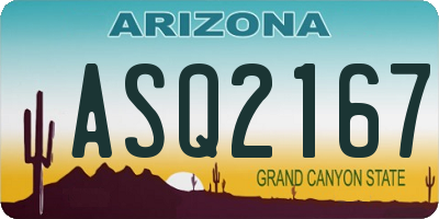 AZ license plate ASQ2167