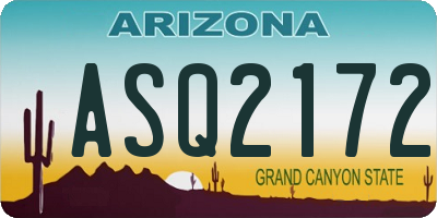 AZ license plate ASQ2172