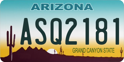 AZ license plate ASQ2181