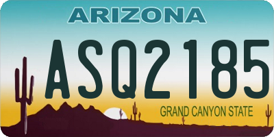 AZ license plate ASQ2185