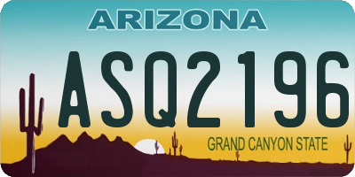 AZ license plate ASQ2196