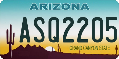 AZ license plate ASQ2205