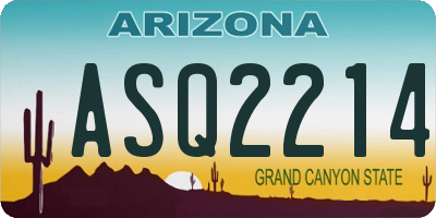 AZ license plate ASQ2214
