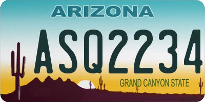 AZ license plate ASQ2234
