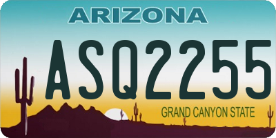 AZ license plate ASQ2255