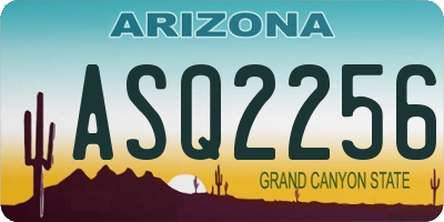 AZ license plate ASQ2256