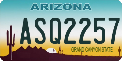 AZ license plate ASQ2257