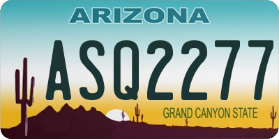 AZ license plate ASQ2277