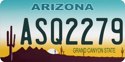 AZ license plate ASQ2279
