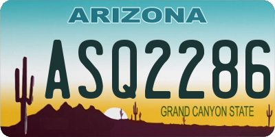 AZ license plate ASQ2286