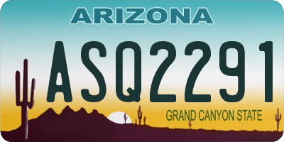AZ license plate ASQ2291