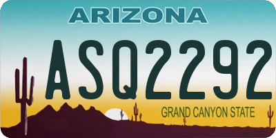AZ license plate ASQ2292