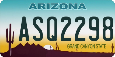 AZ license plate ASQ2298