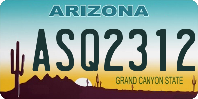 AZ license plate ASQ2312