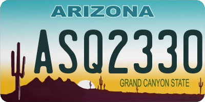 AZ license plate ASQ2330