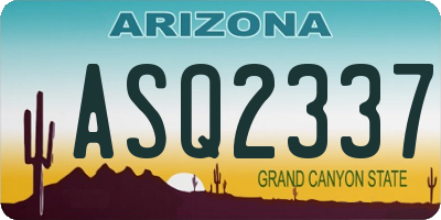 AZ license plate ASQ2337