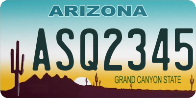 AZ license plate ASQ2345
