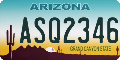AZ license plate ASQ2346