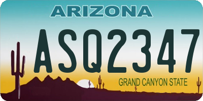 AZ license plate ASQ2347