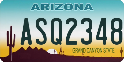 AZ license plate ASQ2348