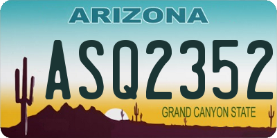 AZ license plate ASQ2352