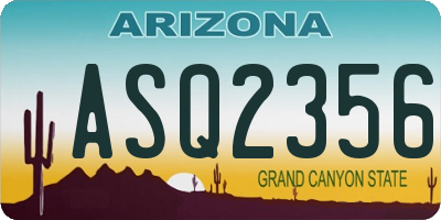 AZ license plate ASQ2356