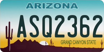 AZ license plate ASQ2362