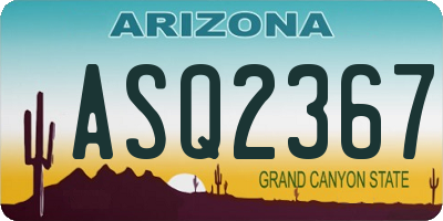 AZ license plate ASQ2367
