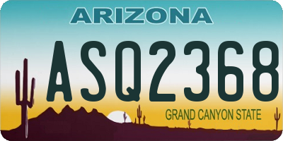AZ license plate ASQ2368
