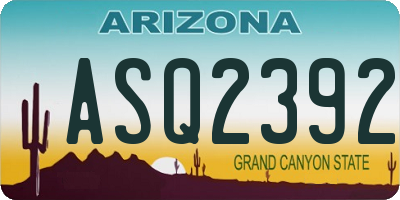 AZ license plate ASQ2392