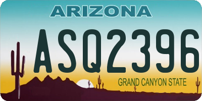 AZ license plate ASQ2396
