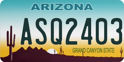 AZ license plate ASQ2403