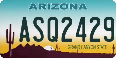AZ license plate ASQ2429