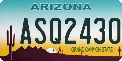 AZ license plate ASQ2430