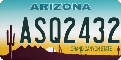 AZ license plate ASQ2432