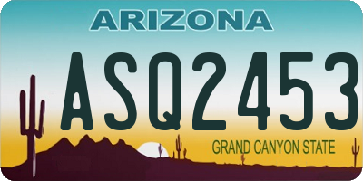 AZ license plate ASQ2453