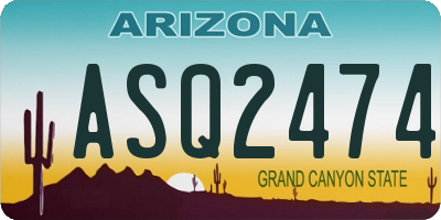 AZ license plate ASQ2474