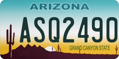AZ license plate ASQ2490