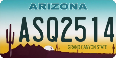 AZ license plate ASQ2514